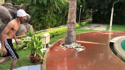 corona free, jump in swimming pool