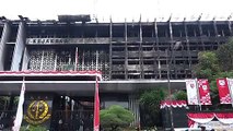 Suasana kebakaran yang melanda gedung Kejaksaan Agung RI di Jakarta, Sabtu (22/8).