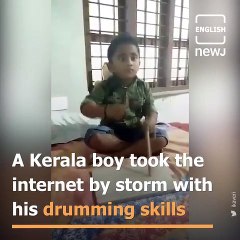 Kerala boy wows the internet with his drumming video, Malayalam film star gifts him a drum set.
