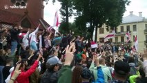 Protesters in Belarus remember anniversary of BSSR departure in midst of current government clashes