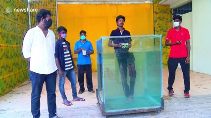 South Indian man sets world record by solving six Rubik’s cubes underwater