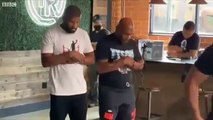 Glory be to God and God is Great - in the heart of America Boxing legend Mike Tyson prays with the two world championsسبحان الله والله اكبر -- بقلب امريكا أسطورة الملاكمة مايك تايسون يصلي مع بطلي العالم