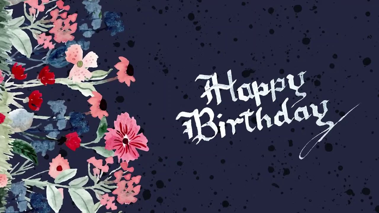 Happy Birthday Calligraphy with quill pen - A