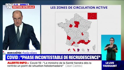 Jean Castex: '19 nouveaux départements sont en rouge, en zone de circulation active du virus'