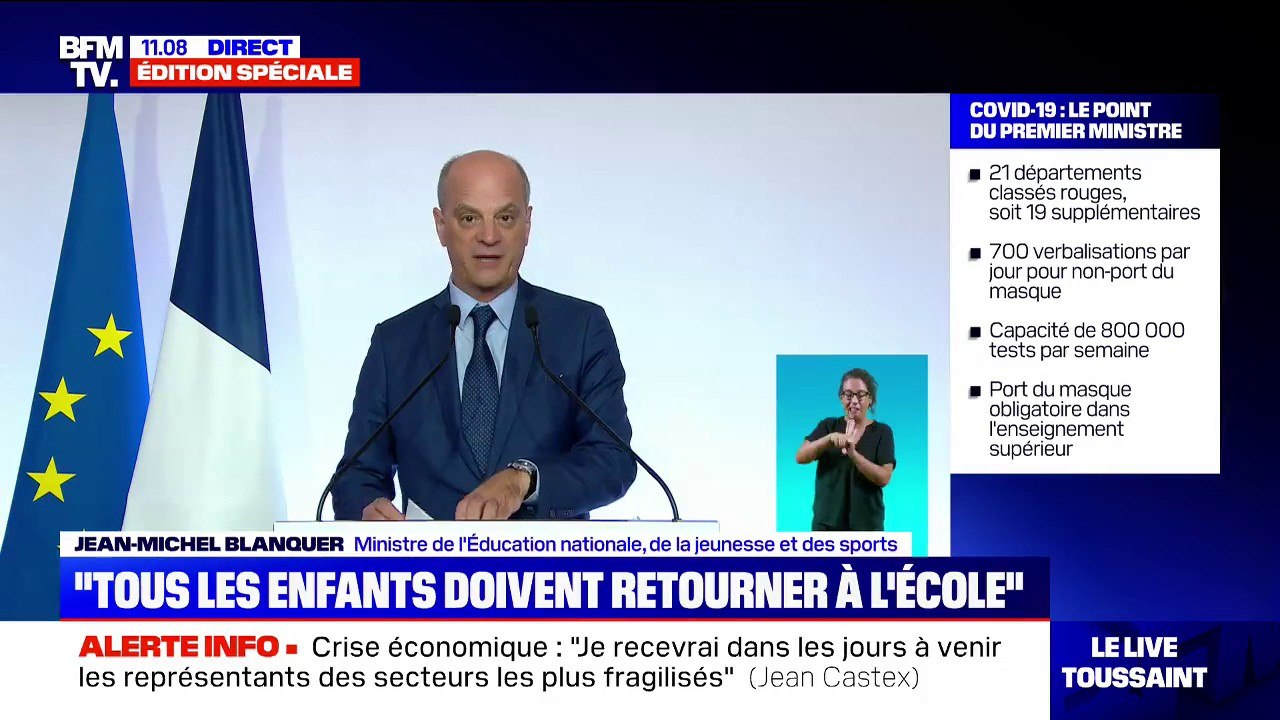 Coronavirus: Jean-Michel Blanquer évoque "des mesures localisées" dans les écoles en cas de contaminations