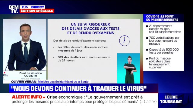Olivier Véran sur les tests: Il peut y avoir quelques embouteillages dans les laboratoires de certains territoires