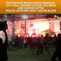 Protesters march near Kenosha City Hall