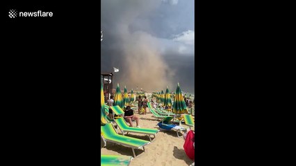 Shocking beach tornado hits Italy's Puglia region as people begin to evacuate