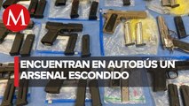 Guardia Nacional incauta arsenal en autobús foráneo de Reynosa