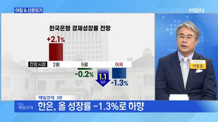신문브리핑4 "한은, 올 성장률 -0.2%서 -1.3%로 낮춰 "-2.2%까지 갈 수도""외 주요기사