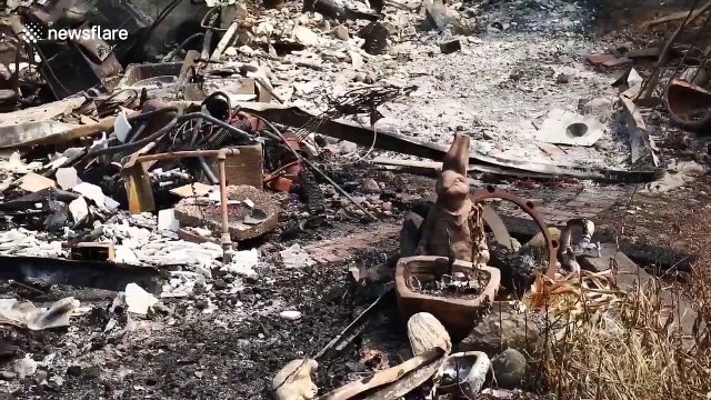Charred remains of destroyed homes in Boulder Creek, California as a result of CZU Lightning Complex fire