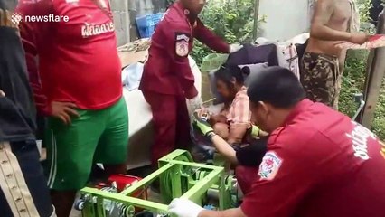 Woman's hand crushed after getting caught in sugarcane juicer in Thailand