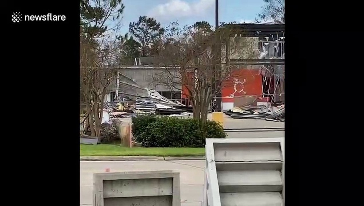 Roofs blown off, buildings destroyed after Hurricane Laura sweeps through Lake Charles, Louisiana