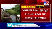 Babra BJP chief's met an accident, car falls off bridge  - Amreli - Tv9GujaratiNews