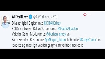Vali Yerlikaya, Kariye Camii’nin ibadete açılması için yapılan çalışmaları yerinde inceledi