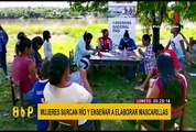 Loreto: mujeres cruzan río Putumayo para enseñar a elaborar mascarillas a comunidades indígenas