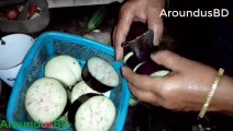 Easy and Simple Begun Bhaja  - Begun baza - Bengali-style Fried Eggplant village style