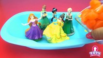 Learn Colors Disney Princess Rapunzel Anna Elsa Belle Bath Time Jelly bean Chocolate Candy