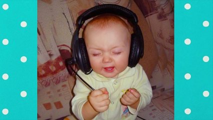 Try Not To Laugh Babies Using Headphone And Having Deep Feeling