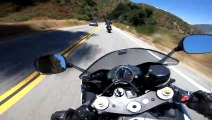 Motorcycle Rider Narrowly Avoids Stopped Traffic