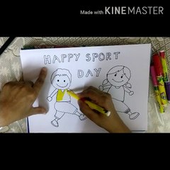Happy Sports Day Drawing Easy Step by step for Kids