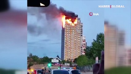 Madrid'de 20 katlı binada korkutan yangın