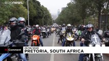 South African bikers protest against attacks on farmers