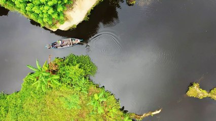 Aerial View of a Boat Sailing