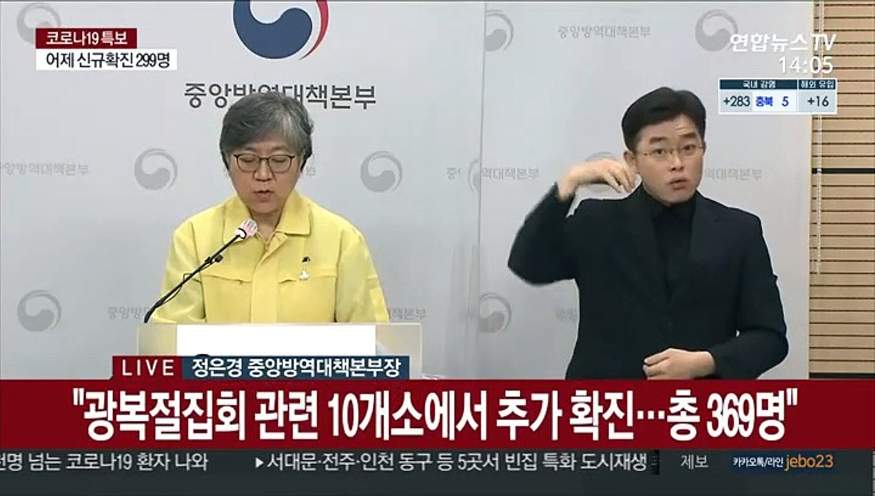 [현장연결] 질본 "사랑제일교회 확진자 17명 증가…누적 1,035명"