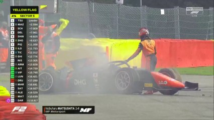 F2 Belgium 2020 Race1 Drugovich Matsushita BIG CRASH
