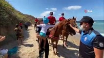 Şile sahillerinde atlı polislerden denetim