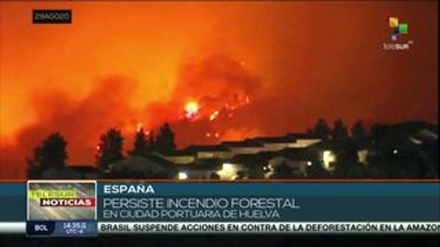 España: incendió forestal alcanza 4,480 hectáreas en Huelva