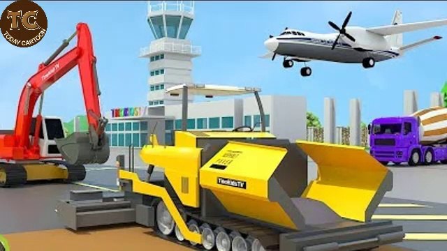 Asphalt Paver & Construction Trucks for Kids Airport Construction for Children