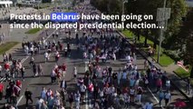 Belarus: drone footage of anti-government rally in capital Minsk