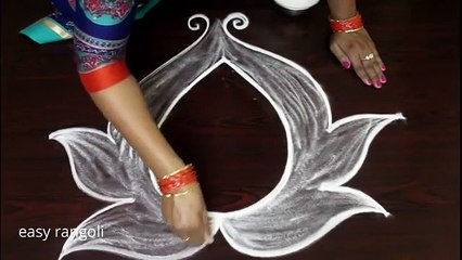 Creative Krishnastami, kolam in Lotus flower ,  Janmastami muggulu,   easy rangoli