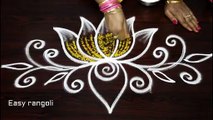 creative lotus rangoli designs ,with out dots & with colors, - simple kolam designs ,- muggulu designs