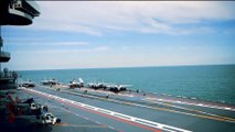 A rare at-sea look at the China’s aircraft carrier the Liaoning and fighter jet training