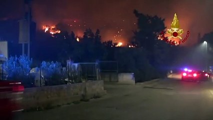 Dramatic Footage as Large Fire Burns Through Sicilian Forest
