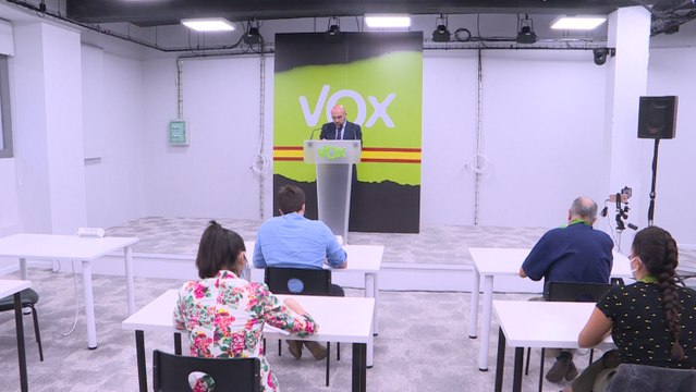 Jorge Buxadé, portavoz del Comité de Acción Política de Vox, en rueda de prensa
