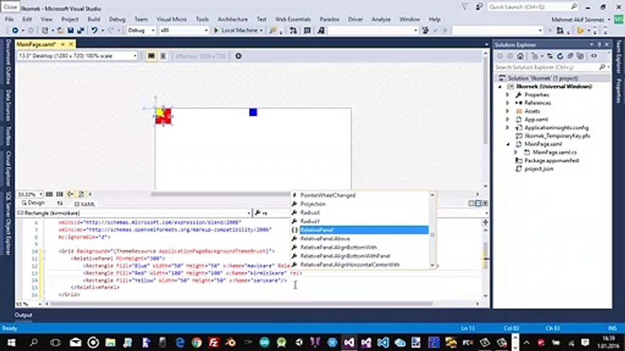 WİNDOWS 10 UYGULAMA GELİŞTİRME: 3. Relative Panel
