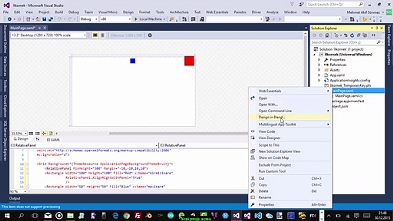 WİNDOWS 10 UYGULAMA GELİŞTİRME: 6. Blend for Visual Studioya geçiş
