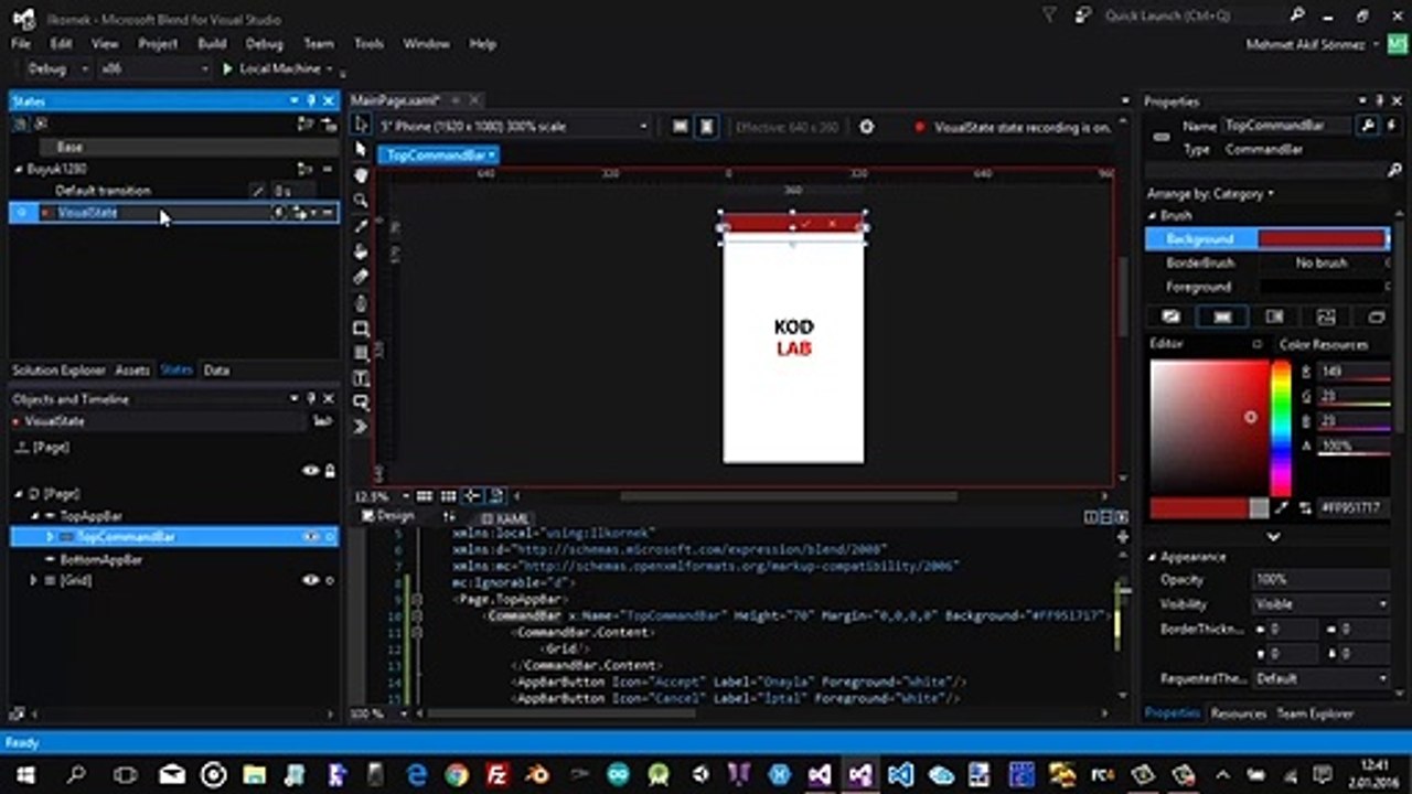 WİNDOWS 10 UYGULAMA GELİŞTİRME: 8.Blend For Visual Studio ile Visual State oluşturma- Adaptive UI