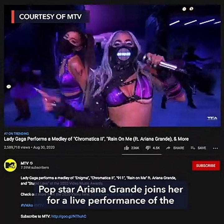 Lady Gaga and BTS at the MTV Video Music Awards 2020