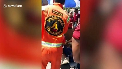 Seven passengers injured when minivan crashes into electricity post