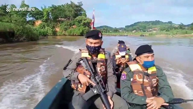 Thai police patrol border with Myanmar after neighbouring country sees spike in Covid-19 cases