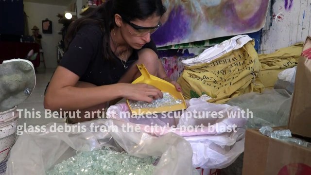 Lebanese artist makes glass sculptures from Beirut port explosion debris