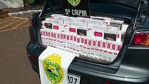 Operação Metrópolis II: PM apreende carro com 35 caixas de cigarros na PR-182, em Toledo