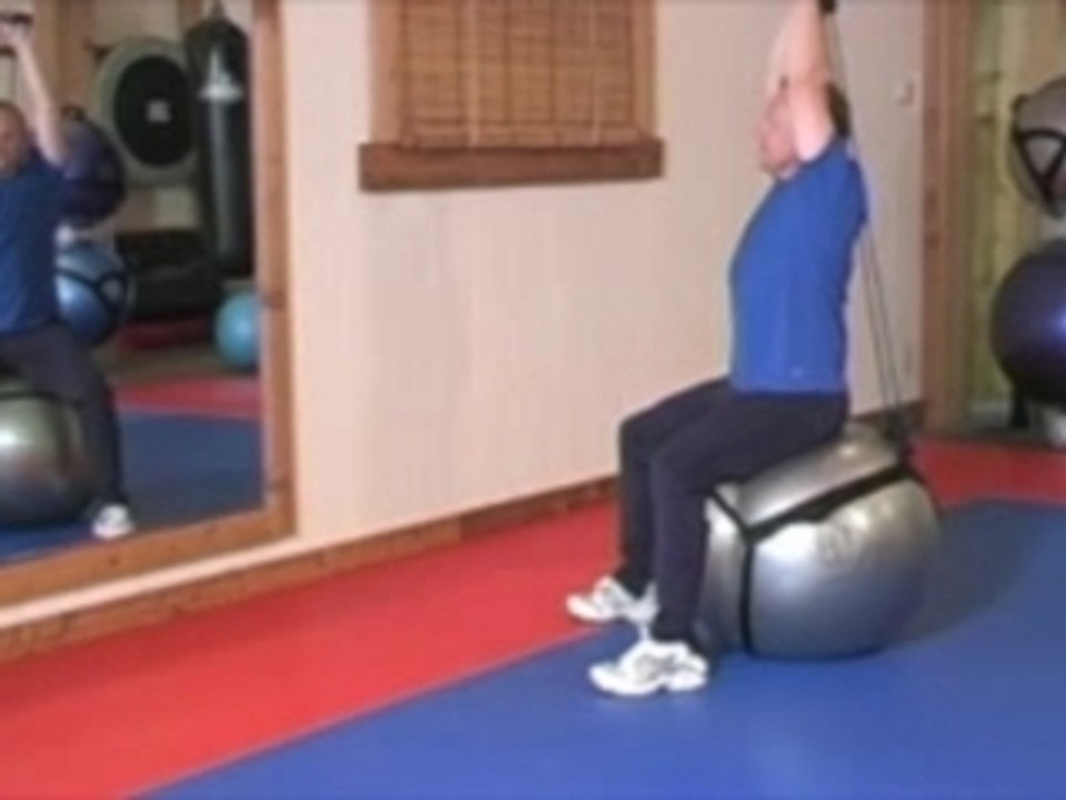 Bounderball Seated Triceps Extension with Exercise Tubing