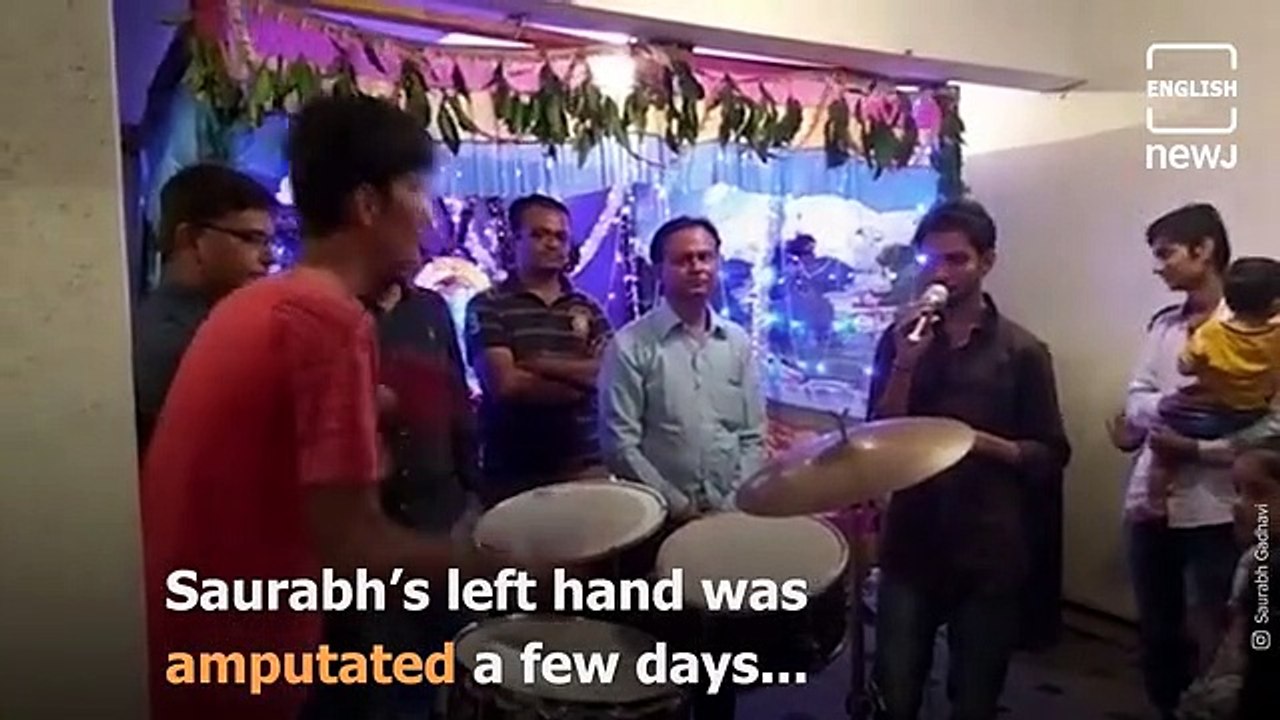Missing left hand does not cause drummer Saurabh Gadhavi to miss a beat!