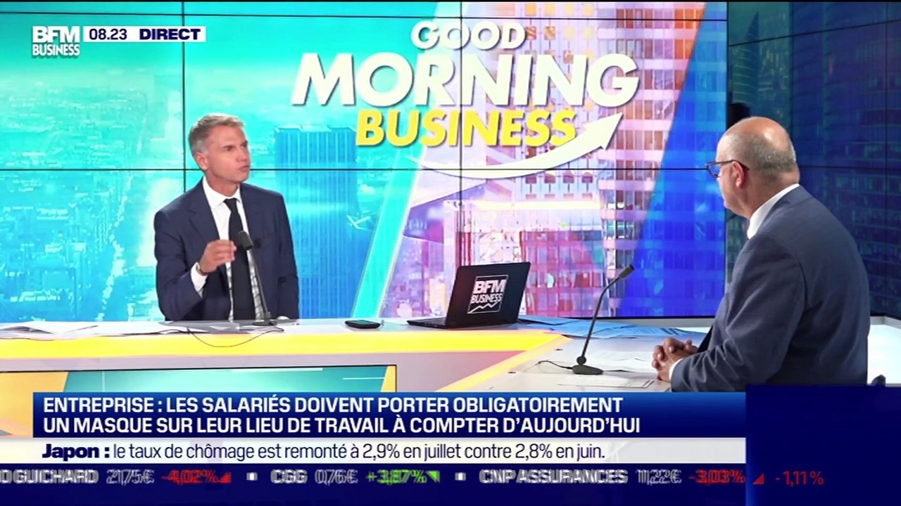 Laurent Pietraszewski (Ministère du Travail) : Les salariés des entreprises doivent porter obligatoirement un masque sur leur lieu de travail à compter d'aujourd'hui - 01/09